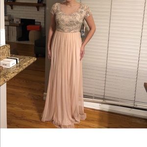 Adriana Papell blush colored gown